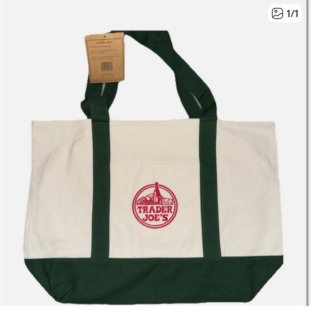 LARGE green Trader Joe's Canvas Tote Bag